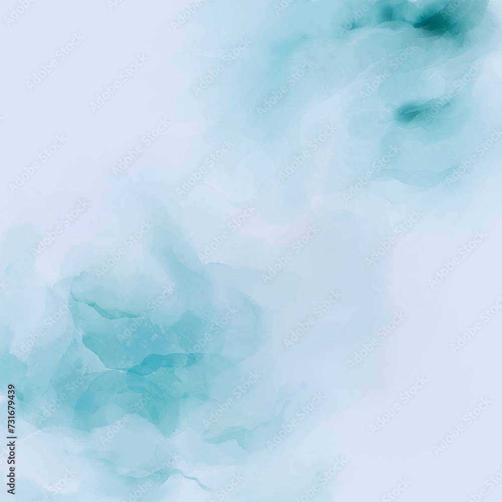 Obraz premium Turquoise and blue watercolor texture, teal abstract background, square backdrop