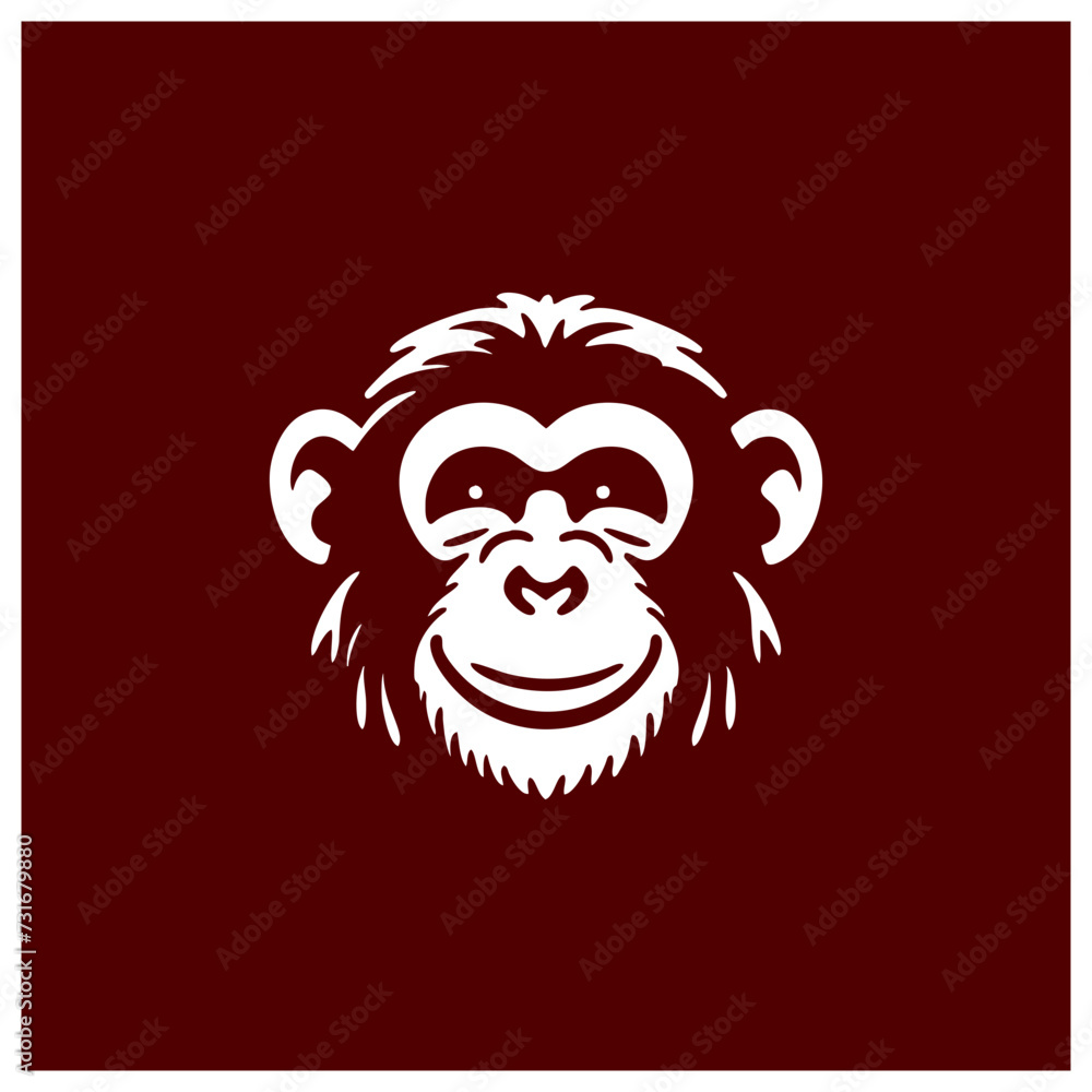 simple stencil smiling monkey chimp