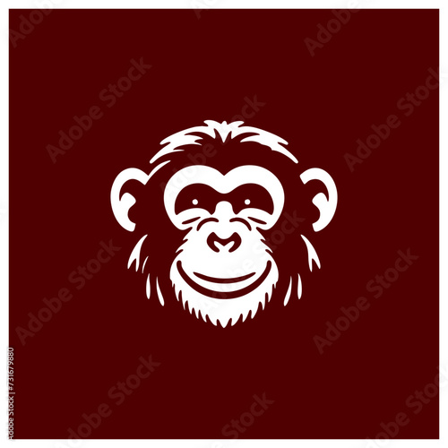 simple stencil smiling monkey chimp