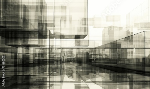 Abstract reflections in glass buildings, geometry of the urban landscape
