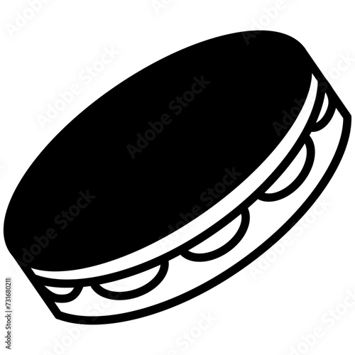 Tambourine glyph and line vector illustration