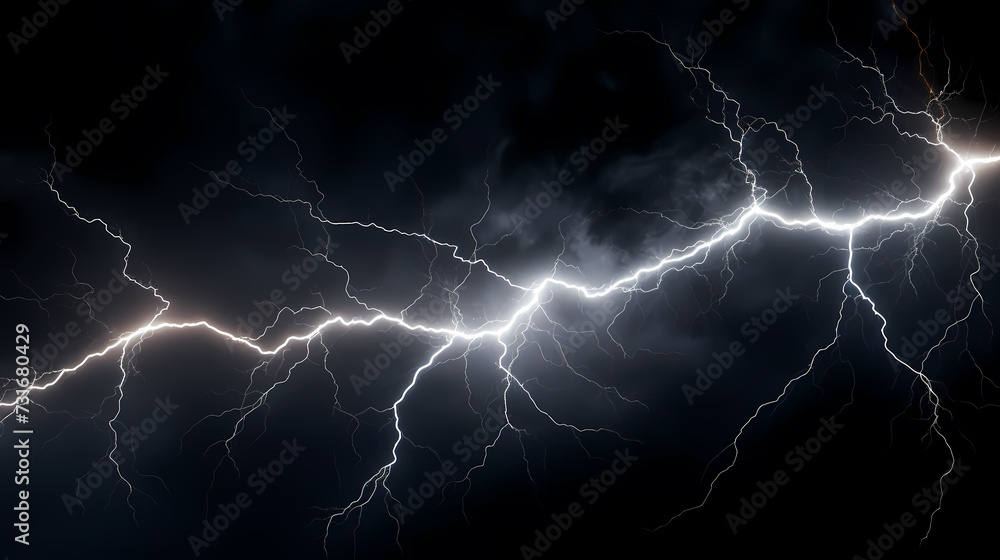 Roaring thunderstorm, shocking lightning shines in the dark sky Roaring thunderstorm, shocking lightning shines in the dark sky