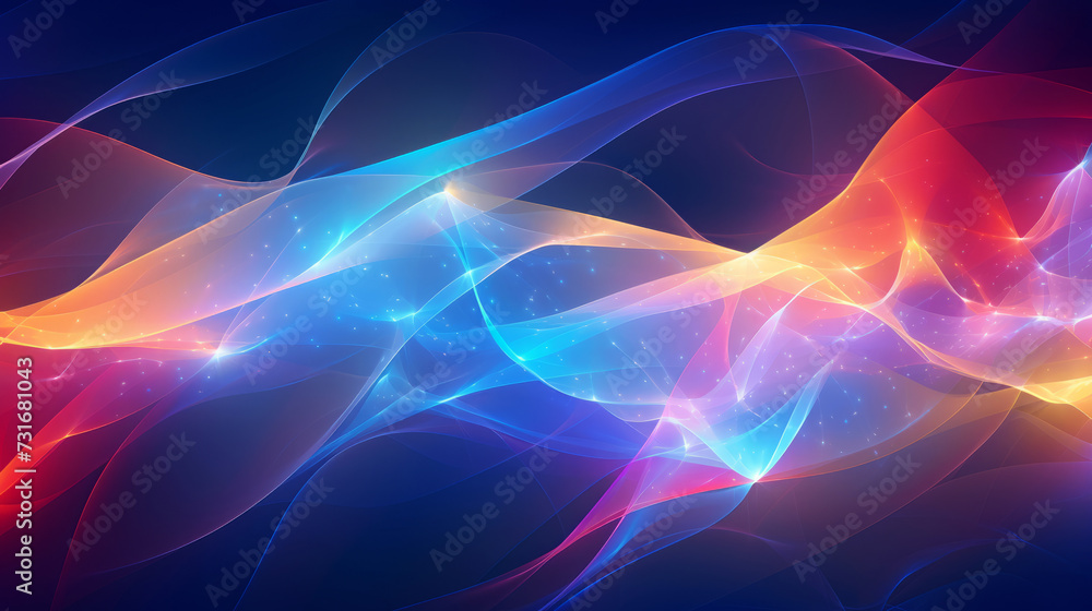 Vibrant abstract background with flowing waves and glowing lights