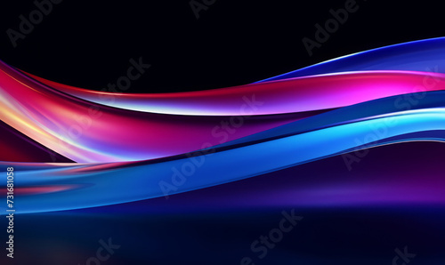 Abstract colorful waves on dark background, artistic digital design