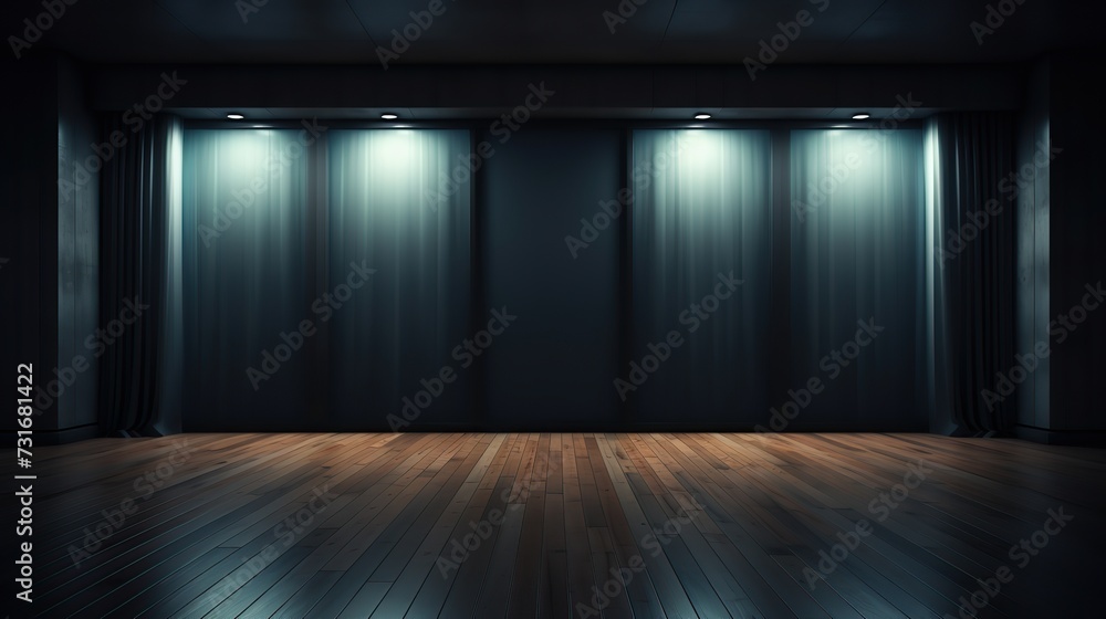 Empty dark room with spotlights Empty dark room with spotlights