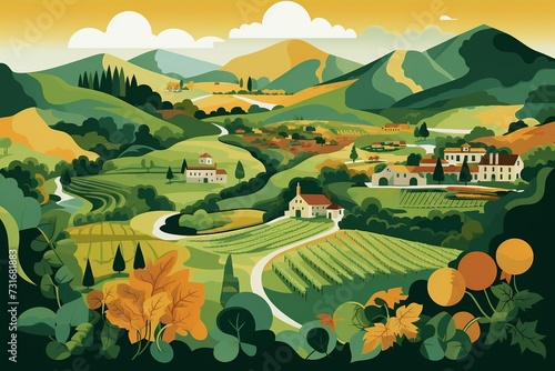Napa Valley Vineyards Abstract Illustration