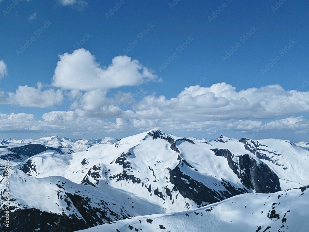 Daytime view of the snowy mountains Daytime view of the snowy mountains