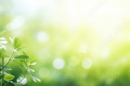 Fresh green bio background with blurred foliage and sunlight © darshika