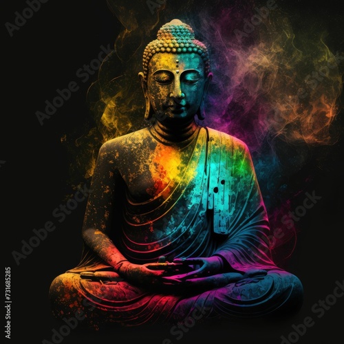 Wallpaper Mural AI generated illustration of the Buddha in a seated lotus position on a body of water Torontodigital.ca