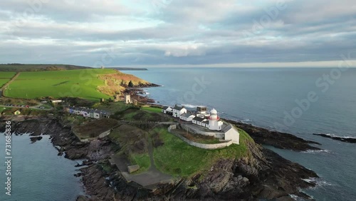 Drone footage of the Roches Point Lighthouse in Cork harbor, Ireland photo