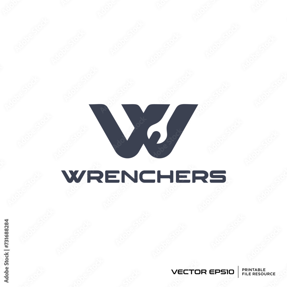 Initial W technical logo vector illustration Initial W technical logo vector illustration