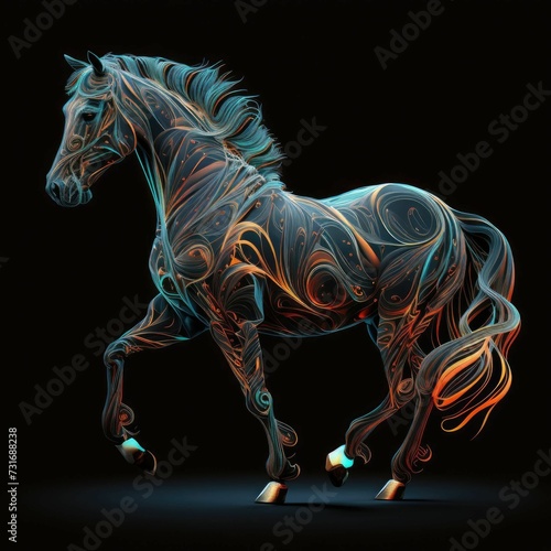 AI generated illustration of a horse with vibrant flames adorning its entire body