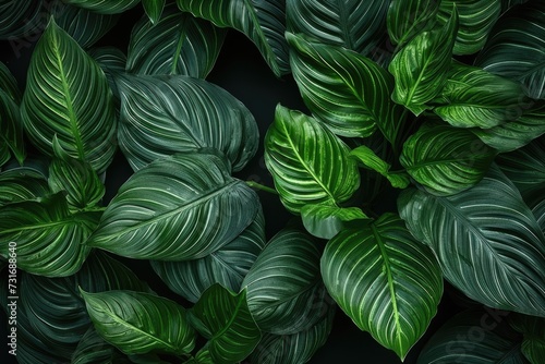 Green leaves in garden, beauty houseplant, nature abstract background