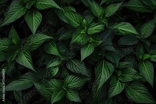 Green leaves in garden, beauty houseplant, nature abstract background © darshika