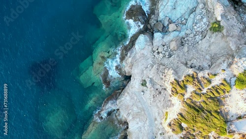 Aerial view of the sea and cliffs in Crete, Greece photo