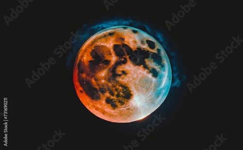 AI generated illustration of a tranquil night sky featuring a glowing full moon
