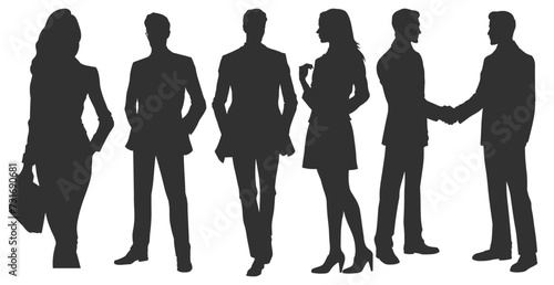 collection of vector silhouettes of people without background.