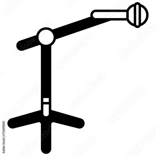 Mic Stand glyph and line vector illustration