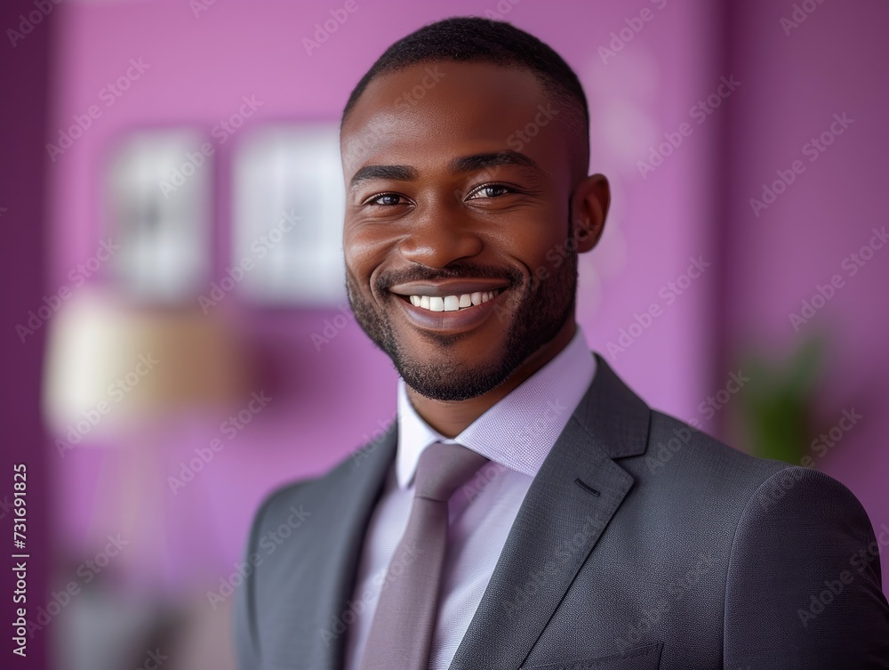 Portrait of handsome smiling businessman with suit in office background Portrait of handsome smiling businessman with suit in office background