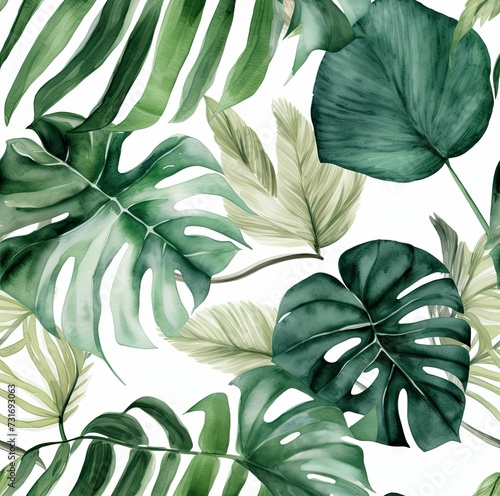 AI generated illustration of tropical greenery on a plain white background