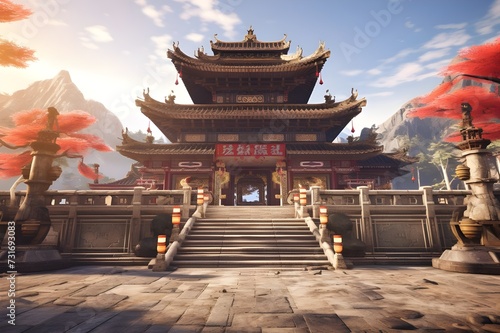 Ancient Asian Temple: A cultural marvel, showcasing the intricate architecture and vibrant colors of an ancient Asian temple.