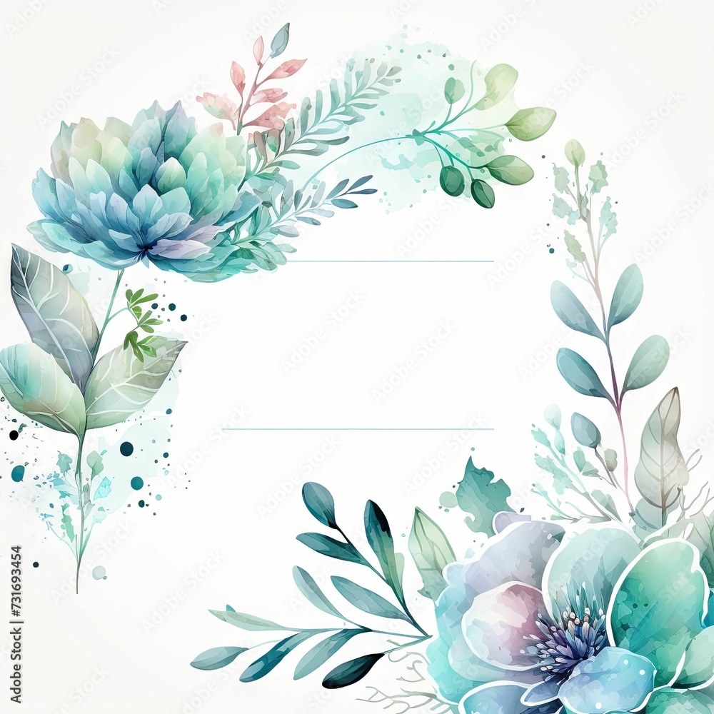 AI generated illustration of a watercolor floral frame background