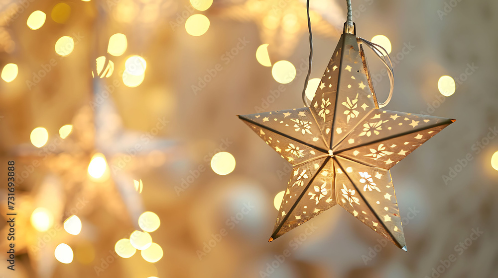 Islamic concept Decoration white star with traditional lantern Islamic concept Decoration white star with traditional lantern