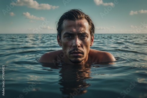 man in the sea © Ai Art Pro