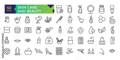 Skin Care and Beauty icon set line icon pack symbol collection