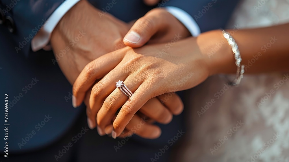 New husband and wife holding hands Generative AI New husband and wife holding hands Generative AI