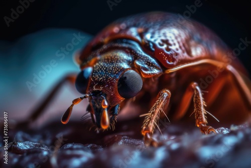AI generated illustration of a detailed bug with large eyes and fuzzy legs
