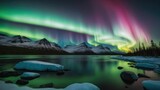 AI generated illustration of the Aurora Borealis lighting up the night sky