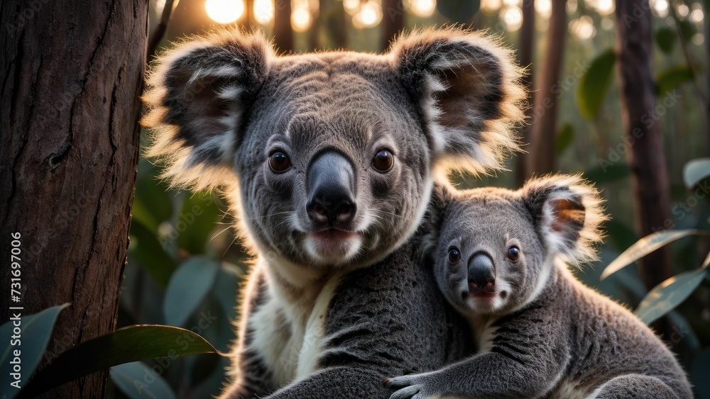 Obraz premium a couple of koalas are standing by each other