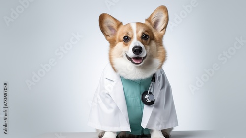 dog, Pembroke Welsh Corgi dog in doctor gown