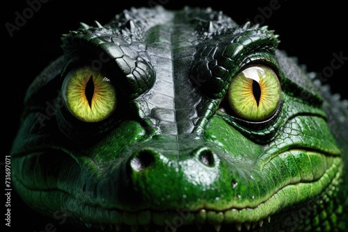 Closeup shot of the alligator s head with striking eyes  AI-generated.