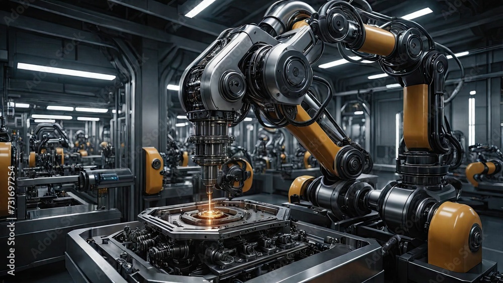 An AI illustration of An AI illustration of a industrial factory with machines and machinery that ar An AI illustration of An AI illustration of a industrial factory with machines and machinery that ar