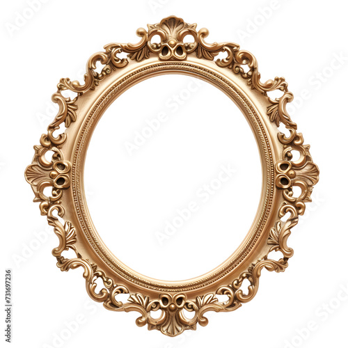 Gold antique vintage oval frame isolated on transparent © Oksana