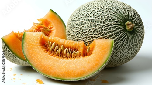 cantaloupe melon on white background 