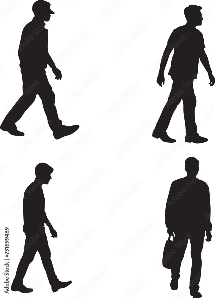 A man Walking and standing silhouette vector illustration
