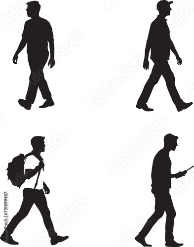 A man Walking and standing silhouette vector illustration