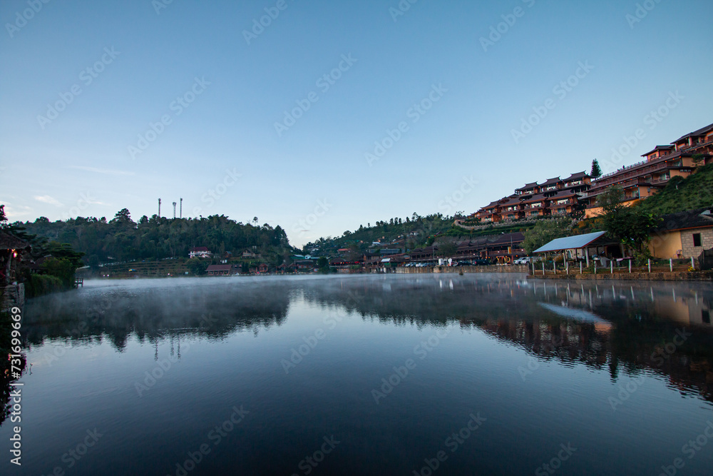 Fototapeta premium Village next to the river