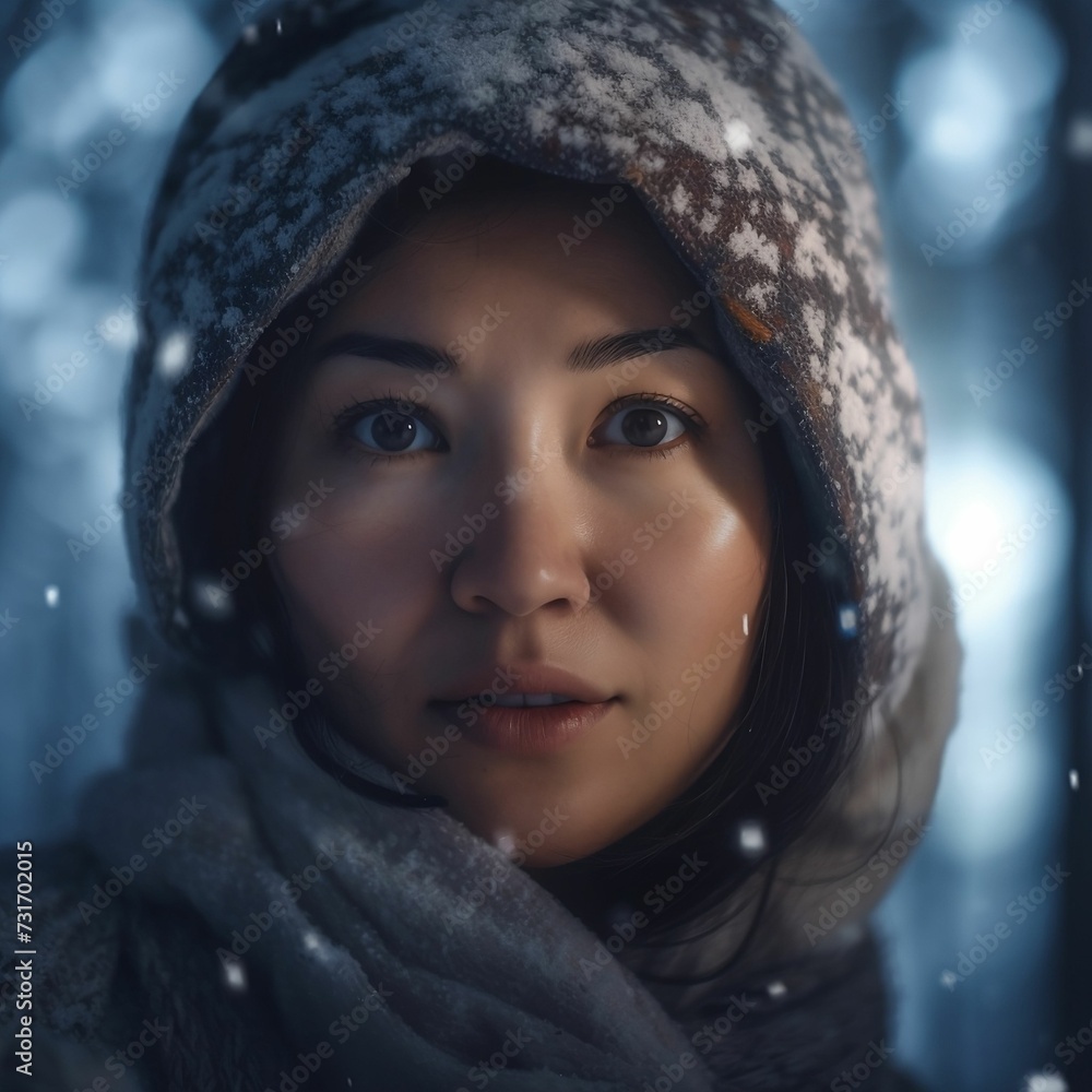 AI-generated illustration of a portrait of an ethnic Korean woman. AI-generated illustration of a portrait of an ethnic Korean woman.