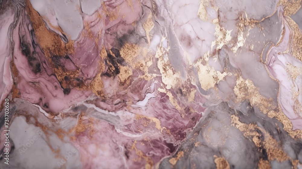 Fototapeta premium AI generated illustration of a marble with a combination of deep purples and vibrant golds