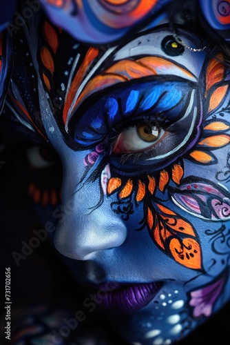 Special abstract face painting  face makeup for festivals for special occasions  for costumes Generative AI