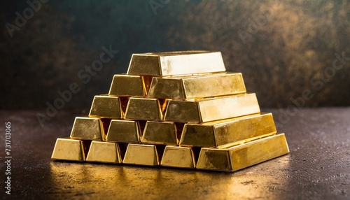 Obraz na płótnie a stack of gold bars w salonie