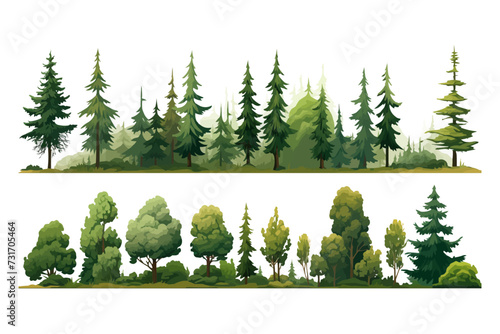 forest trees set isolated vector style with transparent background illustration