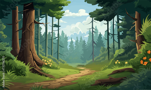 Forest wood vector simple illustration wide