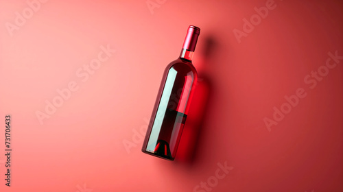 Wine bottle for mock up over plane rose background.