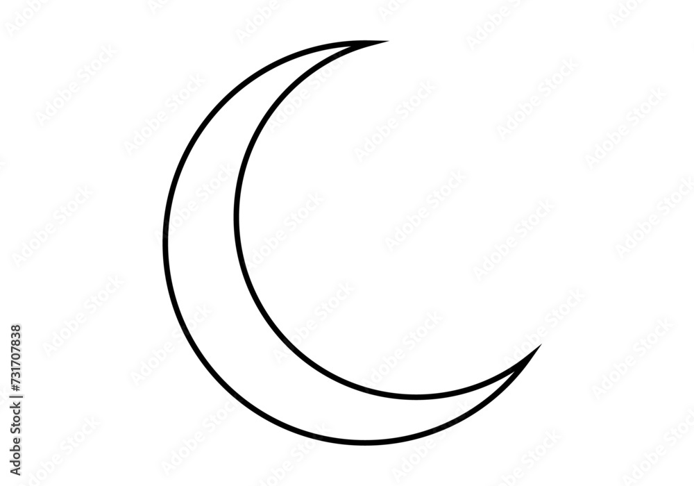 Icono negro de una media luna en fondo blanco. Icono negro de una media luna en fondo blanco.