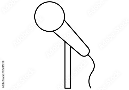 Icono negro de un micrófono en fondo blanco.